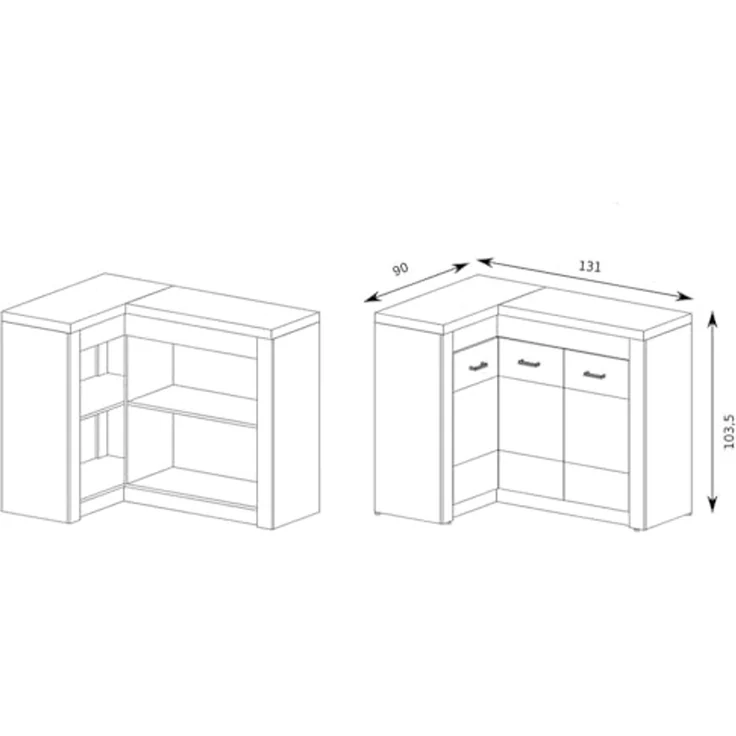 Lomadox Kommode INGENIO-161, Eckschrank Sideboard Wohnzimmerschrank modern Esche in braun – Bild 5