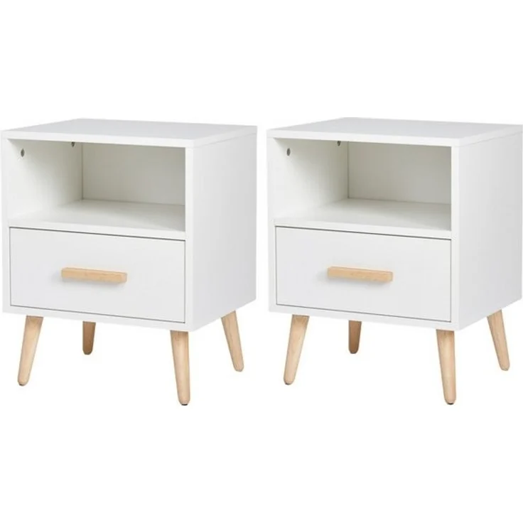 Mondeer Nachtkommode Nachttisch (2 St, 2 St), mit 1 Schublade und 1 offenem Fach, mit Massivholzfüßen – Bild 4