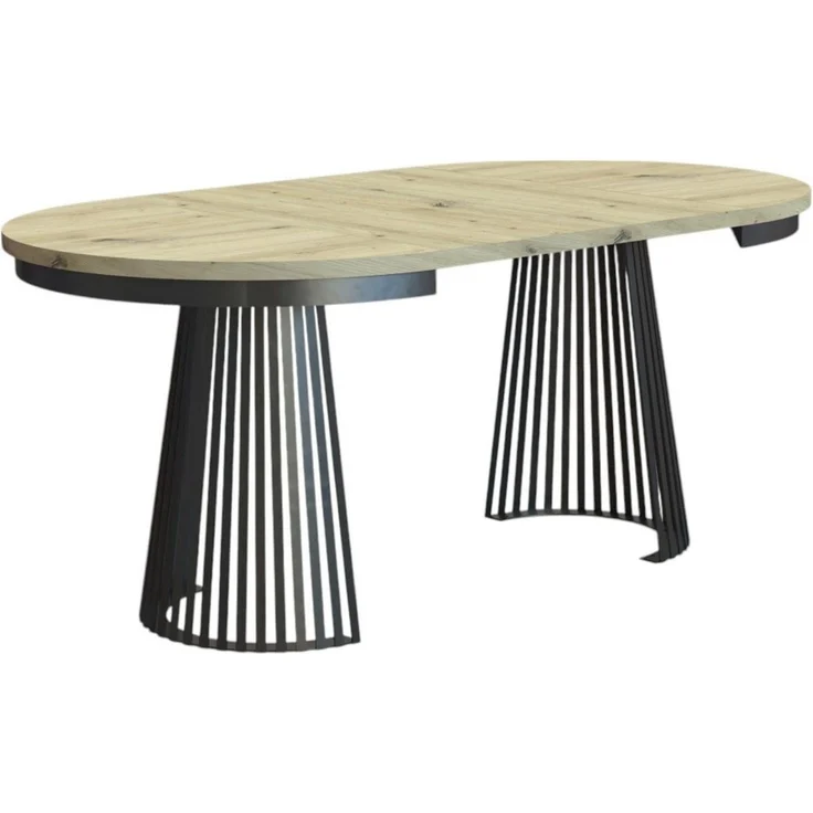 Compleo Esstisch Rund, Säulengestell mit Rillenstruktur DAST, Ausziehbar 100-180 cm – Bild 3
