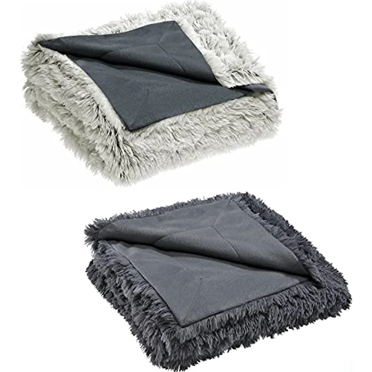 Wohndecke Shetland Kuscheldecke Tagesdecke Fleece Flausch 150x200 cm creme/grau, CelinaTex, bügelfreiflauschigwarmweichWohnraumdekorationwaschbareffektvoll – Bild 6