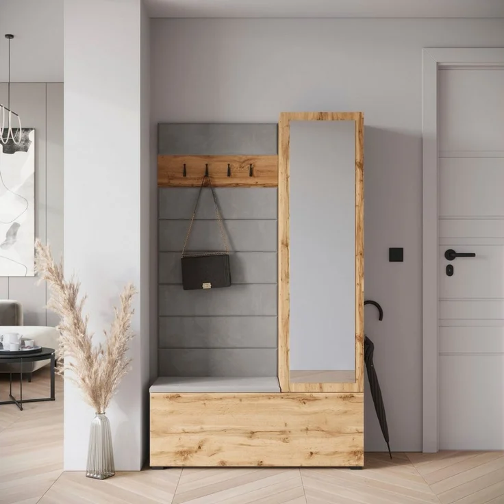 Home affaire Garderoben-Set TEJO II, (Komplett-Set, 1-St), Mit Spiegel, gepolsterte Sitzbank, Türanschlag links/rechts wechselbar – Bild 3