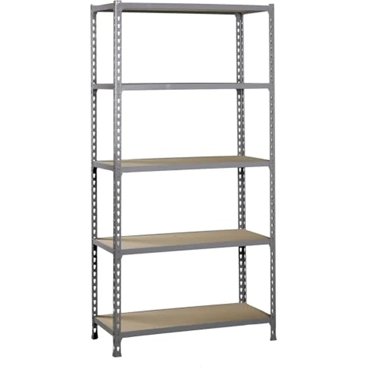 SimonRack Schwerlastregal, Lagerregal, 200 x 110 x 40 cm, Metallregal, Kellerregal, Biegestelle 200 kg, 5 Holzfachböden, Grau/Holz - Maderclick – Bild 1