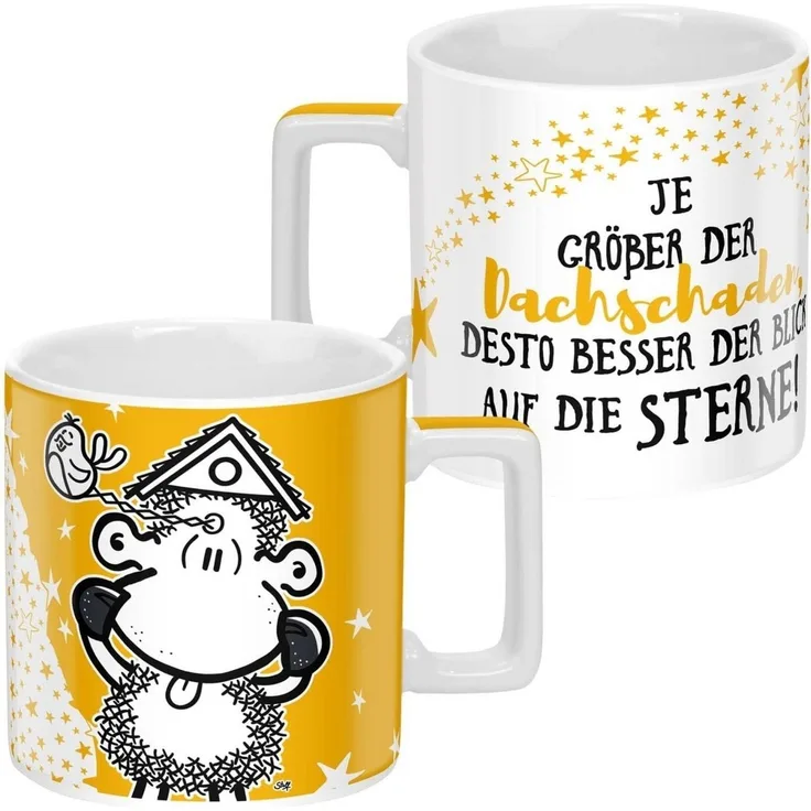 Sheepworld Tasse mit Spruch Sterne Wortheld-Tasse, Porzellan, 45 cl, Mehrfarbig | Tasse lustig, Sprüche-Tasse | 47768