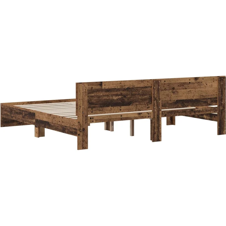 vidaXL Bettgestell mit Kopfteil Altholz 200 x 200 cm Holzwerkstoff 3445768 – Bild 6