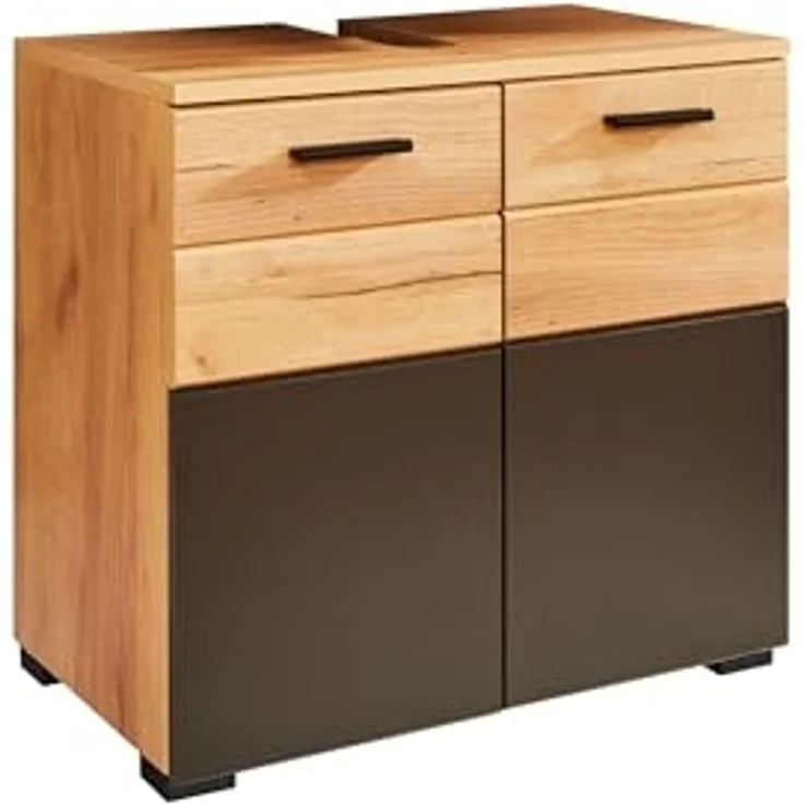 Waschbeckenunterschrank >Riom< in Eiche Artisan-Schwarz matt - 60x55x37 (BxHxT) – Bild 4