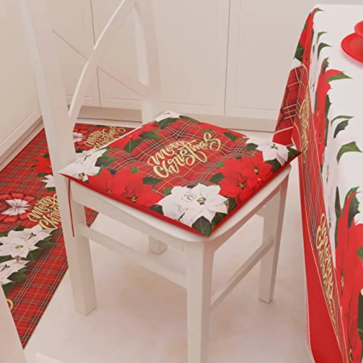 PETTI Artigiani Italiani Weihnachtstischdecke, schmutzabweisend, rechteckig, für Küche, Blumendesign, 12 Sitzplätze (140x240 cm), hergestellt in Italien – Bild 6