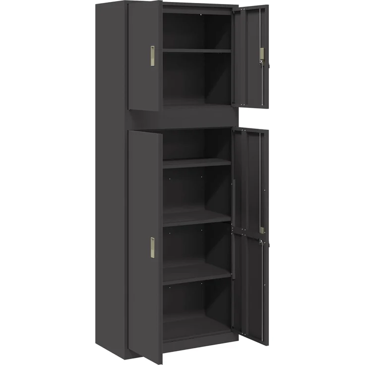 vidaXL Aufbewahrungsschrank 2 stk. Schwarz 80 x 40 x 210 cm Stahl 3438741 – Bild 7