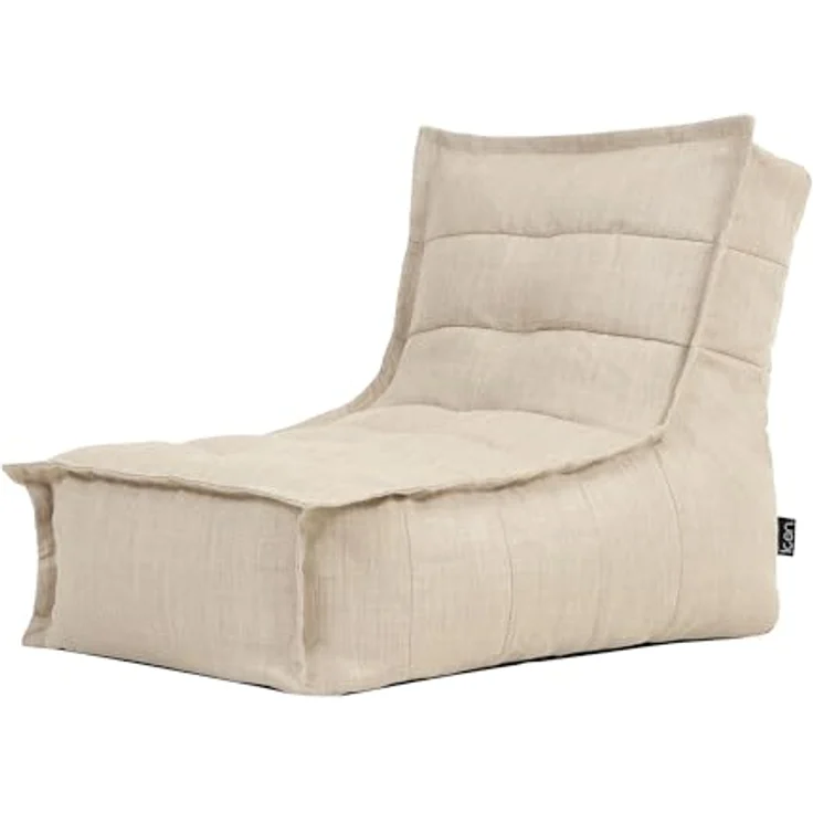 Icon Dolce Sitzsack-Liege für Erwachsene, Beige, Indoor Outdoor Sitzsack mit Füllung, Bean Bag, Wasserabweisender Stoff, Bequemer Sessel für Wohnzimmer, Lounge, Schlafzimmer, Garten – Bild 2