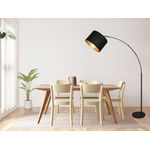 Große Bogenleuchte BOLIVIA mit Stoffschirm Schwarz innen Gold - Höhe 171cm