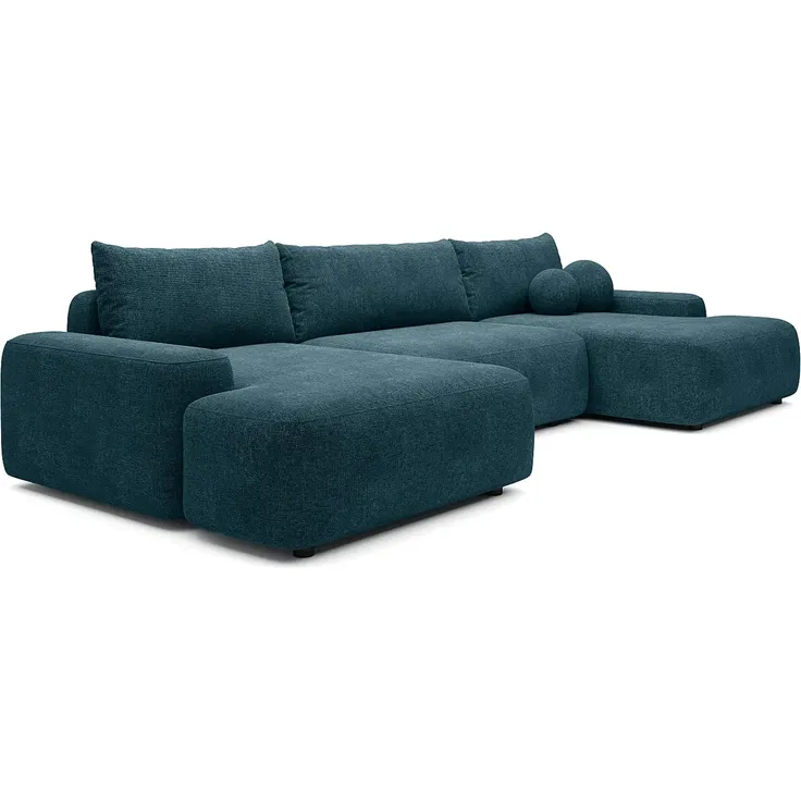 Vente-unique - DAVISO Sofa Stoff Blau - B 163 cm x H 87 cm x L 360 cm – Bild 3