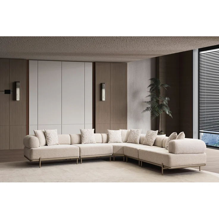Ecksofa "Norella" mit Hocker-Beige – Bild 1