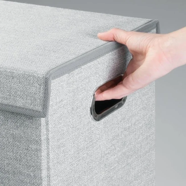 mDesign Wäschekorb Wäschetruhe Wäschebox Deckel und Griffe faltbar Grau – Bild 5