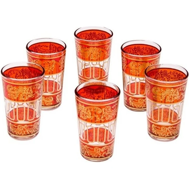 Marrakesch Orient & Mediterran Interior Teeglas 6x Orientalische Teeglas Lamia Orange - 6er SET, Handarbeit – Bild 5