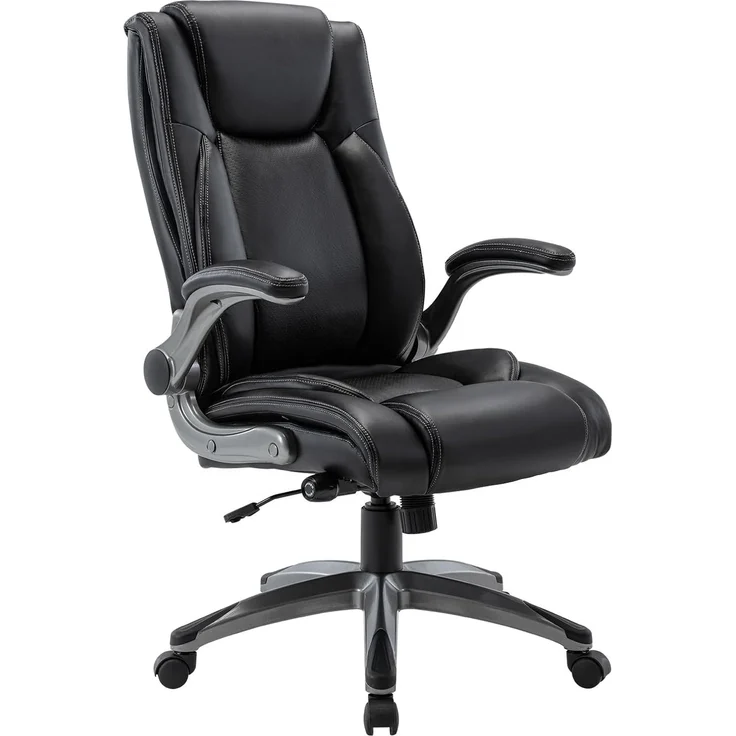 COLAMY Bürostuhl Ergonomisch, Chefsessel mit Hoher Rückenlehne, Ergonomischer 360° Drehstuhl für Büro, Schreibtischstuhl Lederstuhl mit Verstellbarer Neigungsverschluss, Schwarz