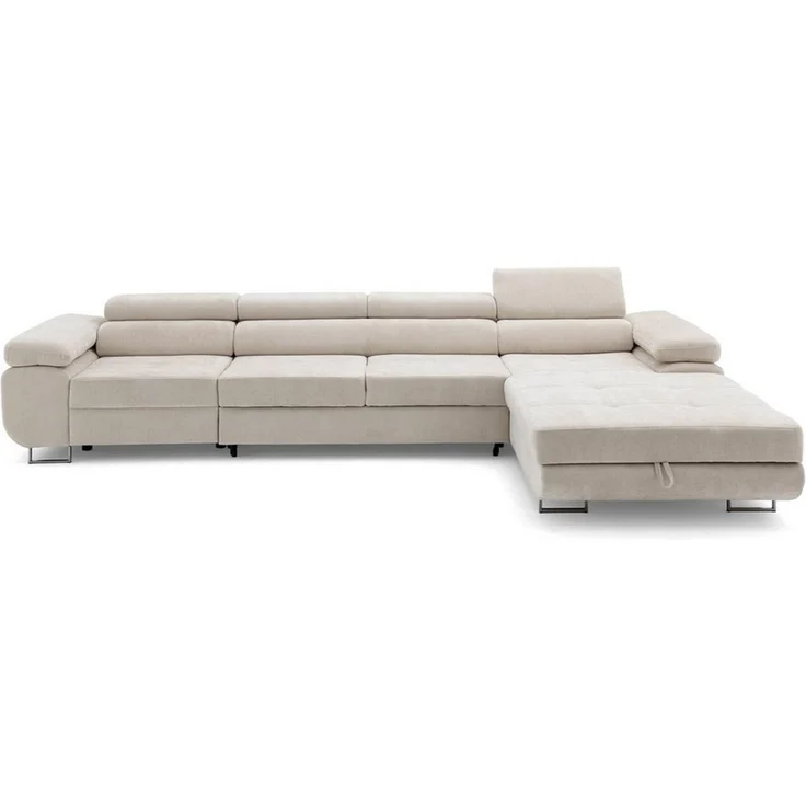 Muffo Ecksofa Alonzo Maxi, inkl. Verstellbare Kopstutzen, L-Form Chrom Metall Füße – Bild 4