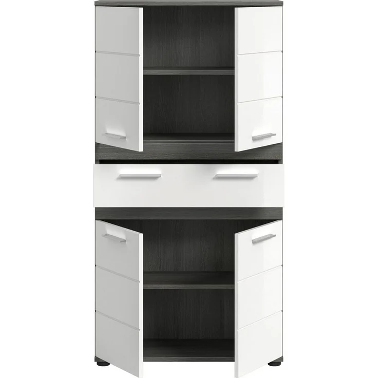 welltime Hochschrank LUCCA, Höhe 137cm, 4 Türen, 1 Schubkasten, 4 Fächer (in verschiedenen Farben erhältlich, große Typenauswahl) Badschrank, Badmöbel, Badezimmer, Universalschrank, Mehrzweckschrank – Bild 4