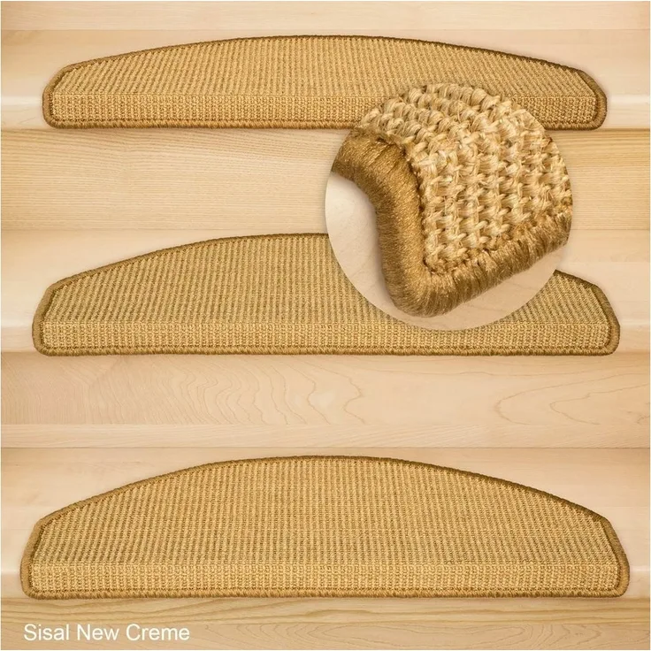 Metzker® Stufenmatte Stufenmatten Sisal New Halbrund Creme 15 Stück, halbrund, Höhe: 6 mm, Naturprodukt