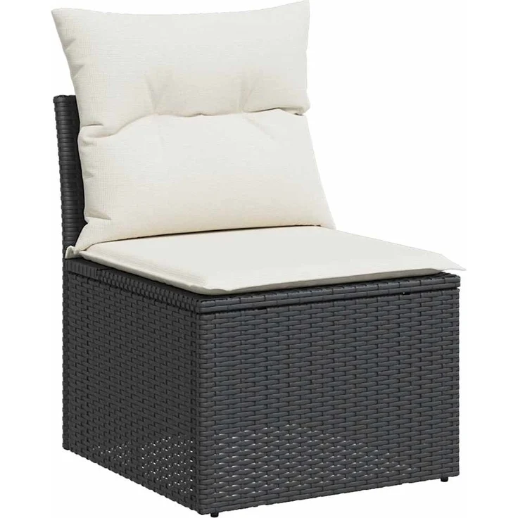 vidaXL 9-tlg. Garten-Sofagarnitur mit Kissen Schwarz Poly Rattan 3328099 – Bild 2