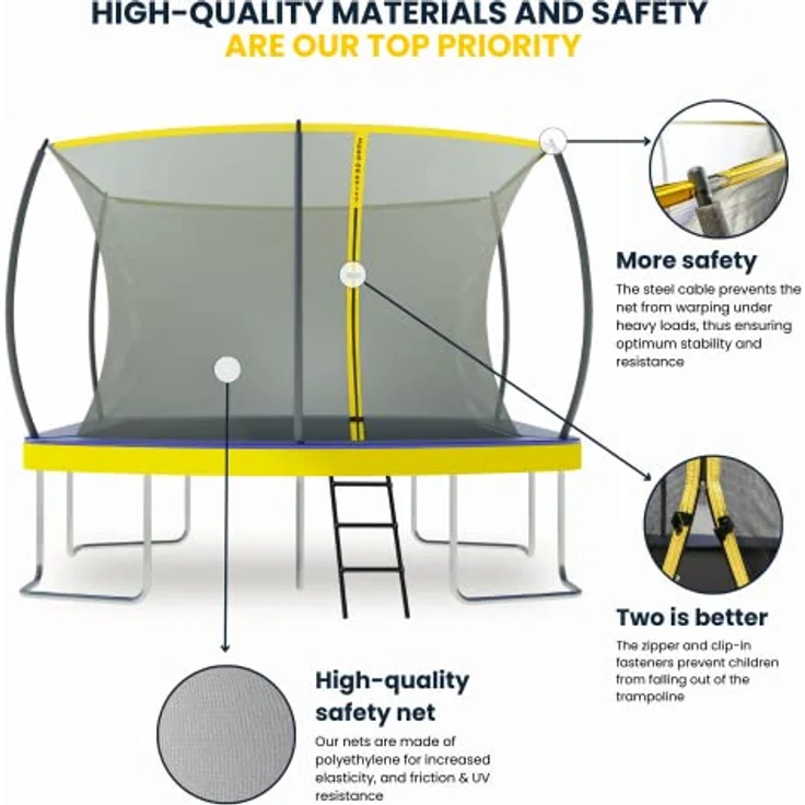 Ultima 5 Zero Gravity Trampolin 366x244cm, inkl. Leiter und Sicherheitsnetz, TÜV geprüft, für Nutzer bis 130kg – Bild 3