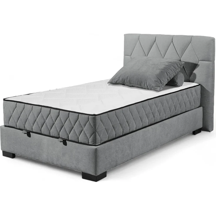 NAGOL B Boxbett 120x200, Anthrazit - Bequemes Bett mit Bettkasten und Premium 9-Zonen-Federkern Wendematratze - 145 x 114 x 214 cm (B/H/T)