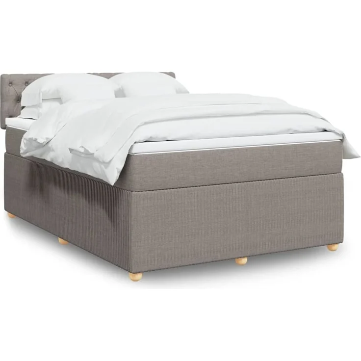 vidaXL Boxspringbett mit Matratze Taupe 160x200 cm Stoff 3289818 – Bild 1