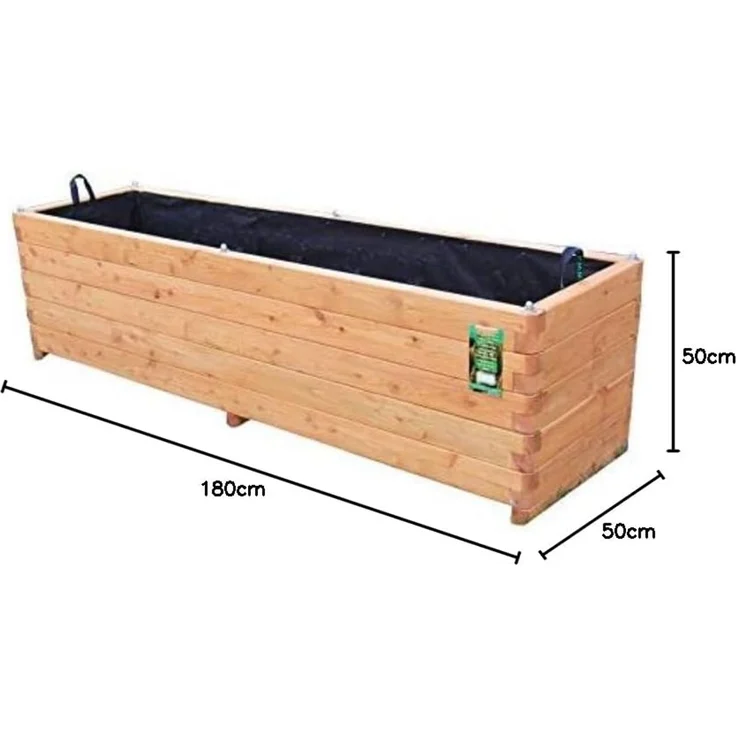Hochbeet 180 x 50 x 50 cm aus Lärche geschraubt mit Vlies, gerundeten Ecken und Griffen – Bild 2
