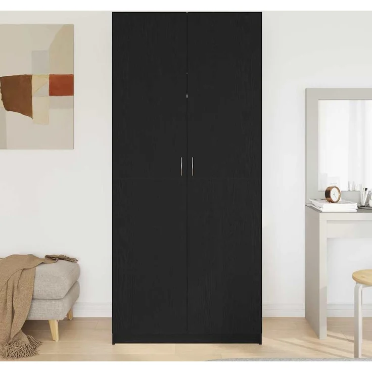 vidaXL Kleiderschrank mit Tür Schwarz Eichen-Optik 90 x 52 x 200 cm 862436 – Bild 3