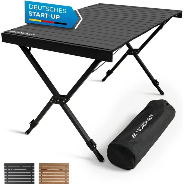 Nordmut Campingtisch Outdoor Tisch klappbar 110x70 cm höhenverstellbar Aluminium (kratzfeste Tischplatte für Camping Garten Balkon & Festival), wetterfester Klapptisch mit Tragetasche bis 50 kg belastbar – Bild 1
