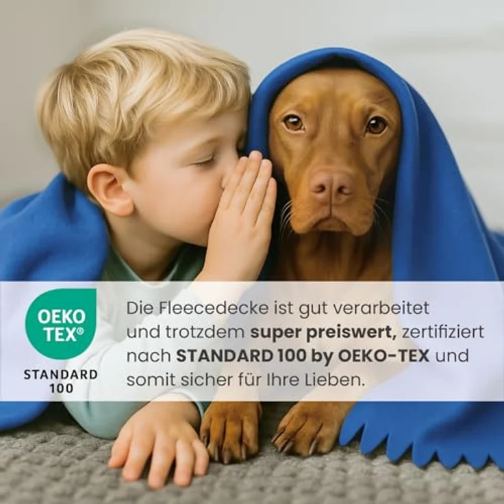 wometo Fleecedecke Wave, Blau, 120x160 cm, Oeko-Tex® zertifiziert, pflegeleicht, ideal für Innen- und Außenbereich – Bild 3