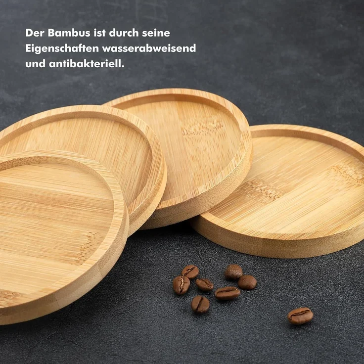 Bambus Untersetzer rund 6er Set Holz Glasuntersetzer Getränke Tassen Bar – Bild 5