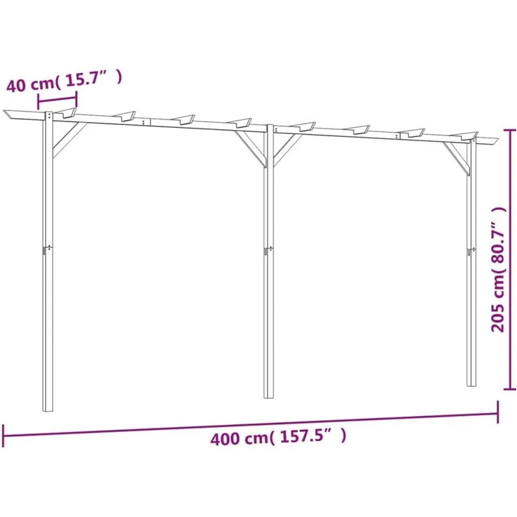 DELUKE® Pergola aus Holz LURV 4x2m Kiefernholz Rankhilfe Pergola Holz Bausatz freistehend Gartendeko Gartenbogen Gartenpergola – Bild 2