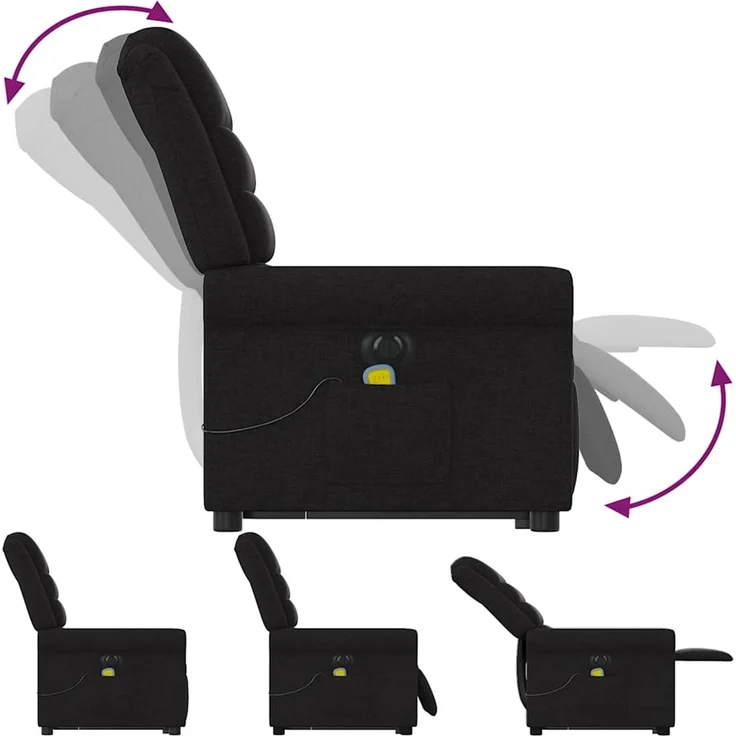 vidaXL Elektrischer Massagesessel mit Aufstehhilfe Schwarz Stoff 3303346 – Bild 8
