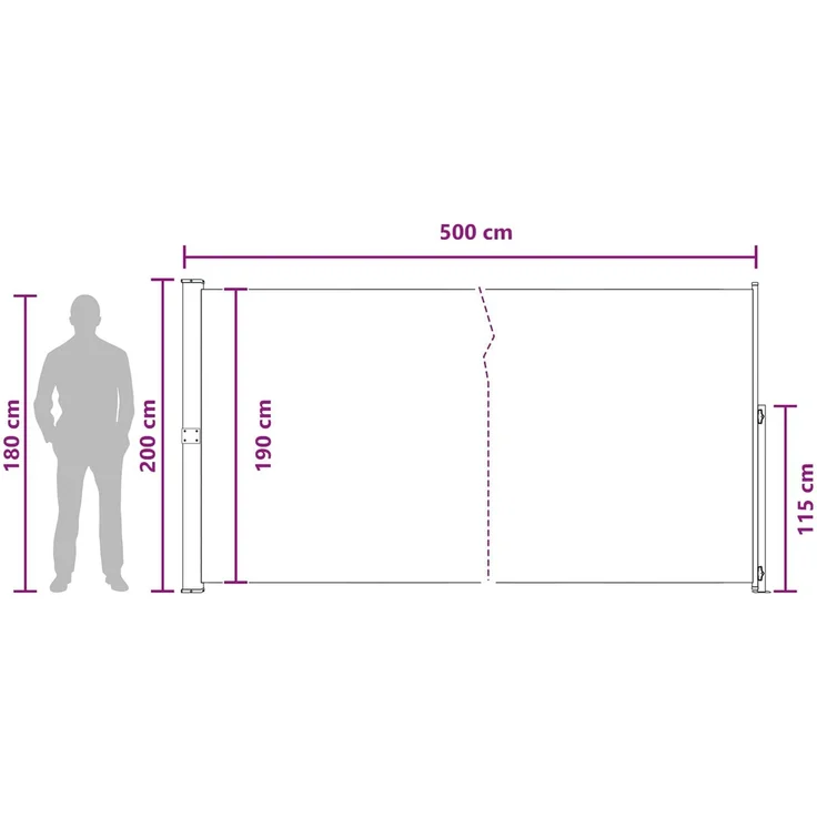 vidaXL Ausziehbare Seitenmarkise Rechteckig 200 x 500 cm 42035351 – Bild 7