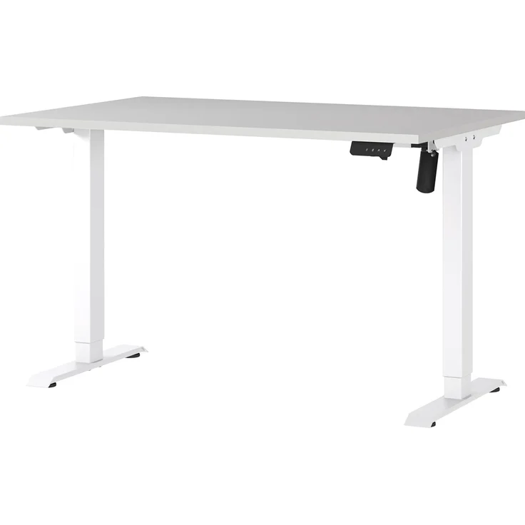 Germania Schreibtisch 8022-642, in Lichtgrau/Weiß, elektr. höhenverstellbar, 120 x 119 x 80 cm (BxHxT) – Bild 1