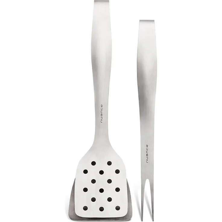 Nuance Pfannenwender und Gabel aus Edelstahl, Silber, 18x12x9 cm