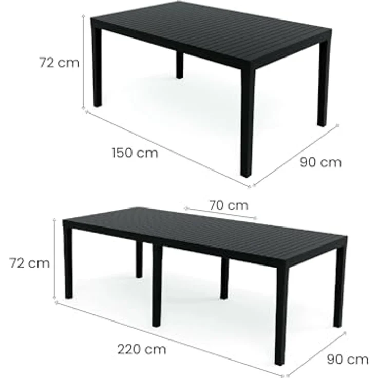 Dmora - Tisch für den Außenbereich, rechteckig, ausziehbar, Gartentisch, 100 % Made in Italy, 150x90 cm, Anthrazit – Bild 4