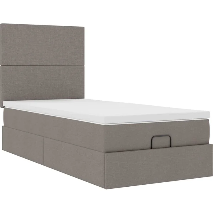 vidaXL Ottoman-Bett mit Matratze & LEDs Taupe 100x200 cm Stoff 3313903 – Bild 5