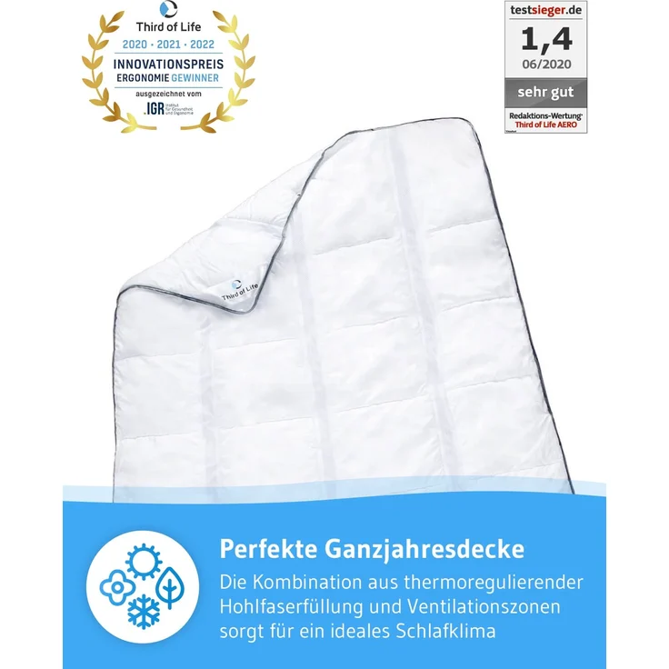 AERO ActiveClima Ganzjahresdecke mit innovativer Climabalance®-Technologie, einlagig (Mono-Decke) 155 x 200 cm – Bild 2