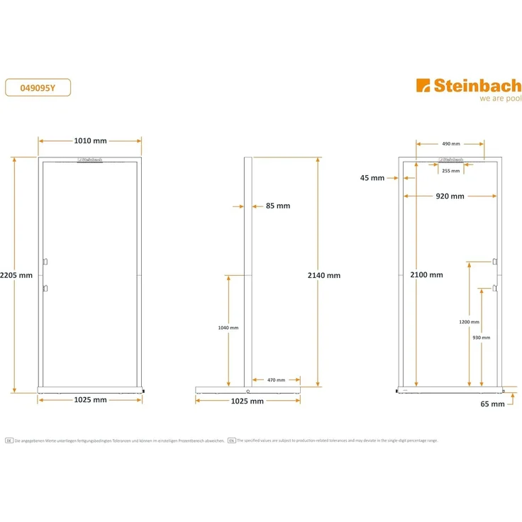 Steinbach Solardusche "The Gate", schwarz, 102 x 102 x 230 cm – Bild 7