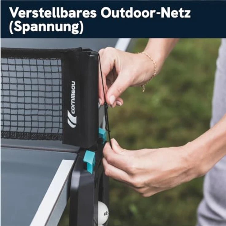 Cornilleau Outdoor Tischtennisplatte 100X, wetterfeste Klapptischplatte mit Push'n'Lock Mechanismus, schwarz – Bild 5