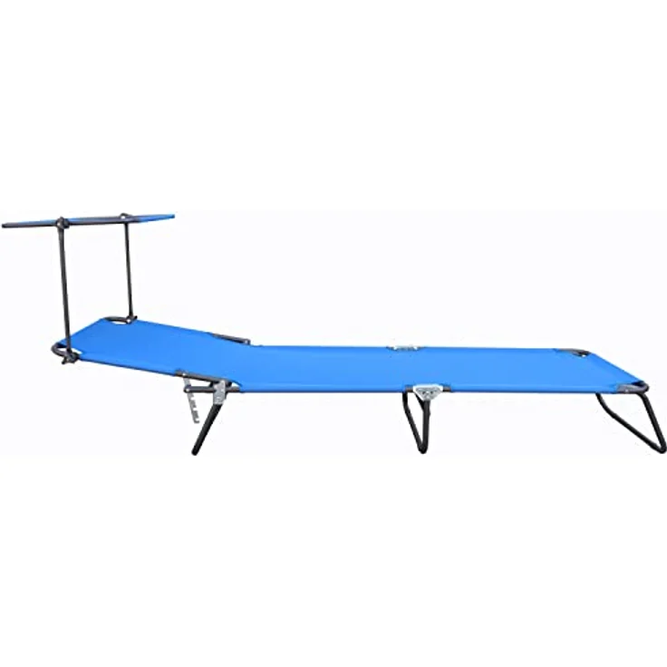 Ambia Garden Dreibeinliege, Blau, wetterfest, verstellbares Dach, klappbar, Rückenlehne verstellbar, Gartenmöbel, 55x24x185 cm – Bild 5