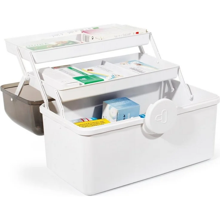 Zedelmaier Aufbewahrungsbox Medikamenten Aufbewahrung Medizinbox Apothekenbox HausapothekeBox Groß (YX1005), Tragbar, Kindersicherung, 3 Treppenabteile – Bild 5