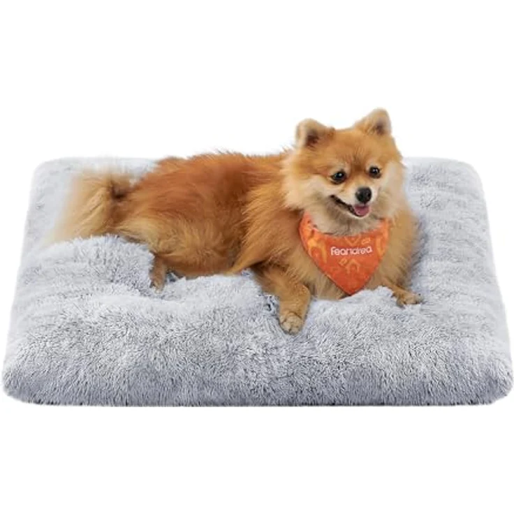 Feandrea Hundebett, Hundekissen, Flauschige Hundematte, Langer Plüsch, 65 x 45 cm, weiche Polsterung, maschinenwaschbar, multifunktional, Ombré-Grau PGW200G01 – Bild 2
