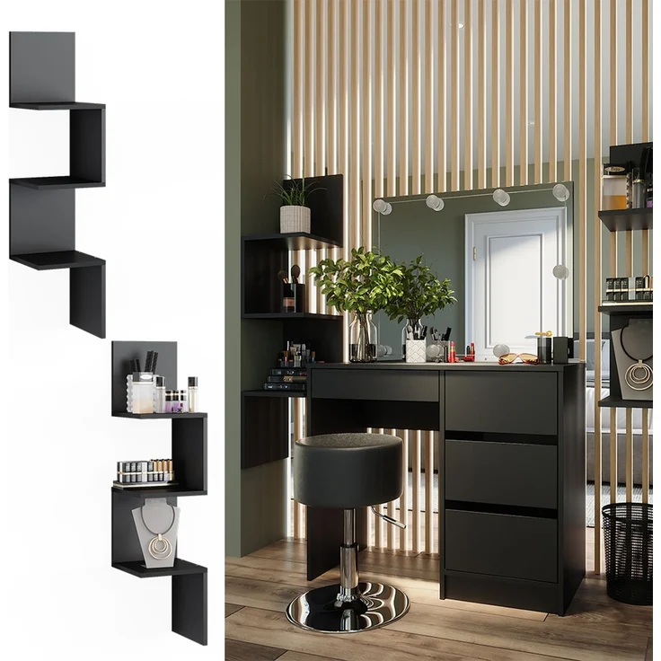 Eckregal Paolo Schwarz 28 x 116.4 cm 2er Set Vicco – Bild 2