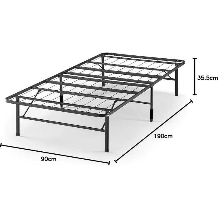 Zinus SmartBase Klappbett 90x190 cm - Höhe 35 cm - Ideal für EIN Gästebett - Mit Stauraum unter dem Bett - Metallbett - Schwarz – Bild 12