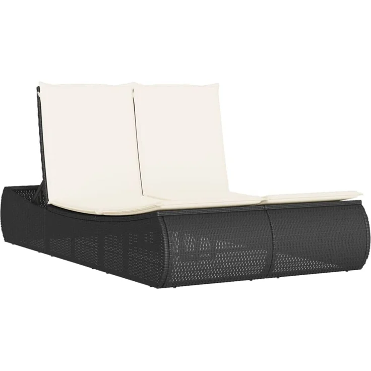 vidaXL Doppel-Sonnenliege mit Kissen Schwarz Poly Rattan 368090 – Bild 2