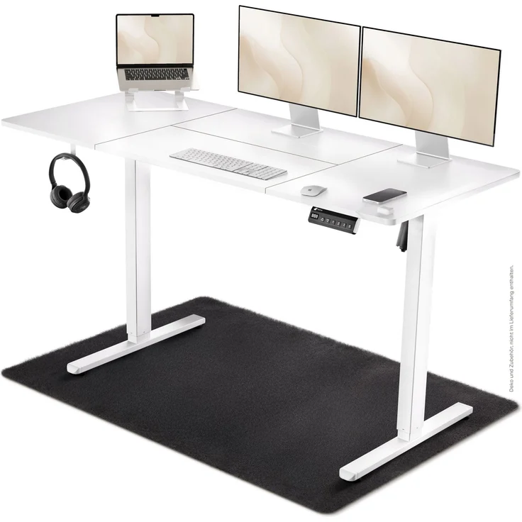 LUTIVO Foxtrot, Höhenverstellbarer Schreibtisch Elektrisch, Memory-Funktion und Kabelmanagement, 140 x 60 cm, Weiß/Weiß – Bild 2