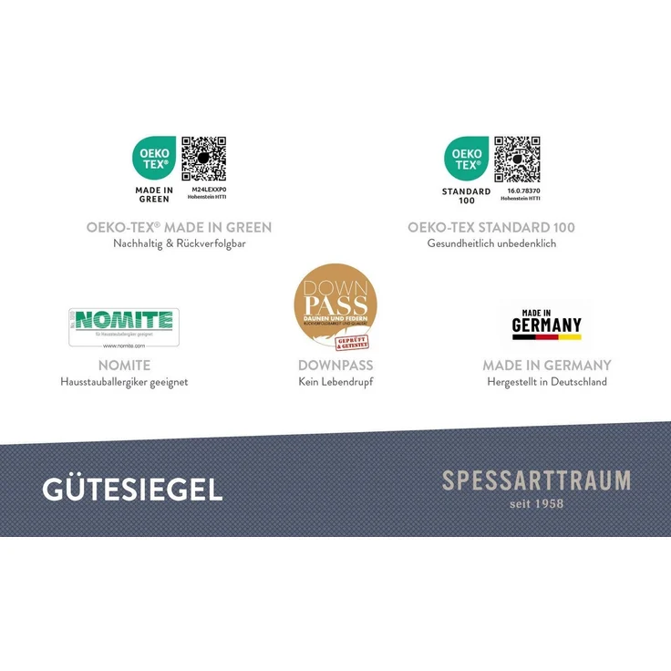 SPESSARTTRAUM Gänsedaunenbettdecke Premium****, hergestellt in Deutschland, Bettdecken für Sommer, Winter, Füllung: 100% Gänsedaunen, Klasse 1, Downpass zertifiziert, Bezug: 100% Baumwolle, nachhaltig (Made in Green), Hausstauballergiker geeignet, 4 Wä... – Bild 2
