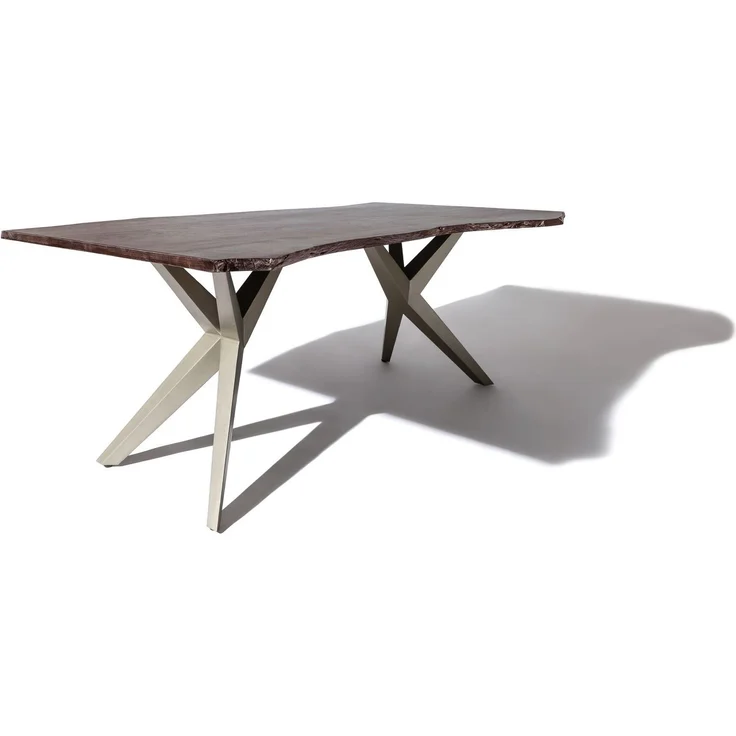 Baumtisch Akazie 220x100x76 grau lackiert Beine silber matt FREEFORM 4 #53 – Bild 7
