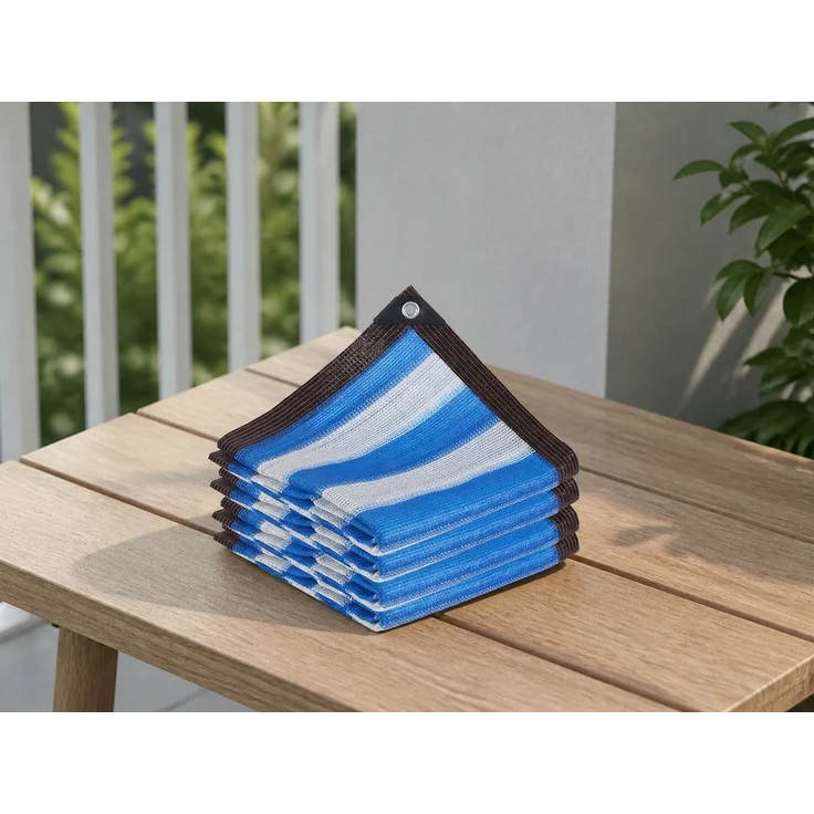 Sonnenschutznetz mit Ösen für Balkon und Terrasse Blau-Weiß 5 x 6 m – Bild 2